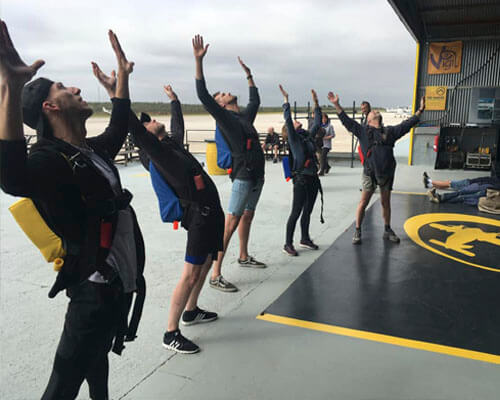 Students doing emergency proceedures with Active skydiving on their AFF course at skydive spain.