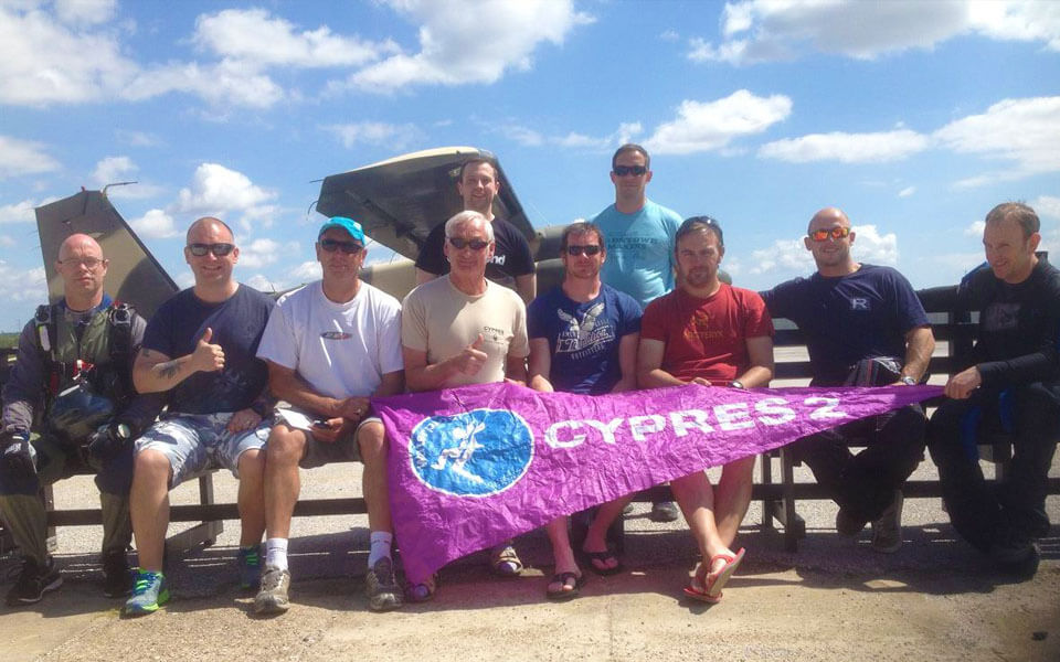A group photo from a previous Active Skydiving AFF course at Skydive Spain.